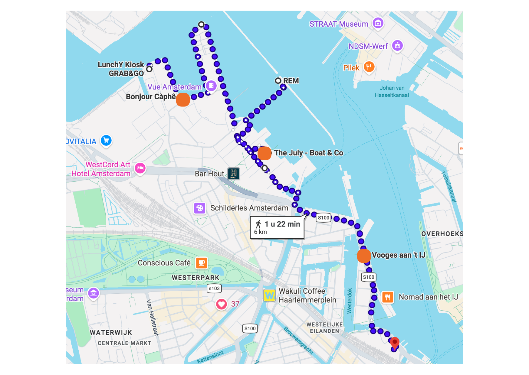 Routekaart van de cleanup op 16 mei in Amsterdam West